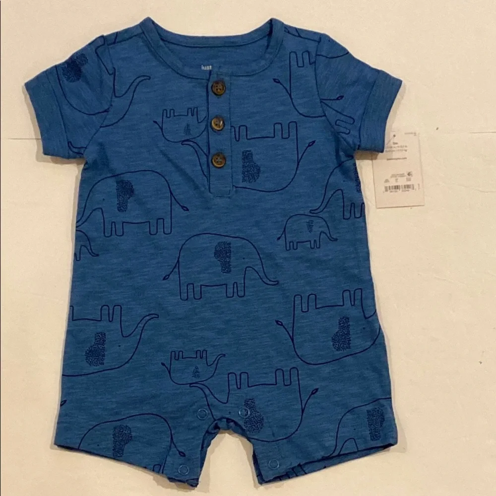 4/$20 Carters blue elephant romper 3 months